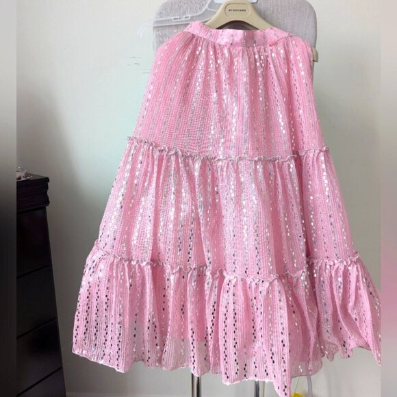 Girls Pink & Maroon Velvet Punjabi Indian 3 Piece Lengha Size 30 age 7-9 - Picture 2 of 5